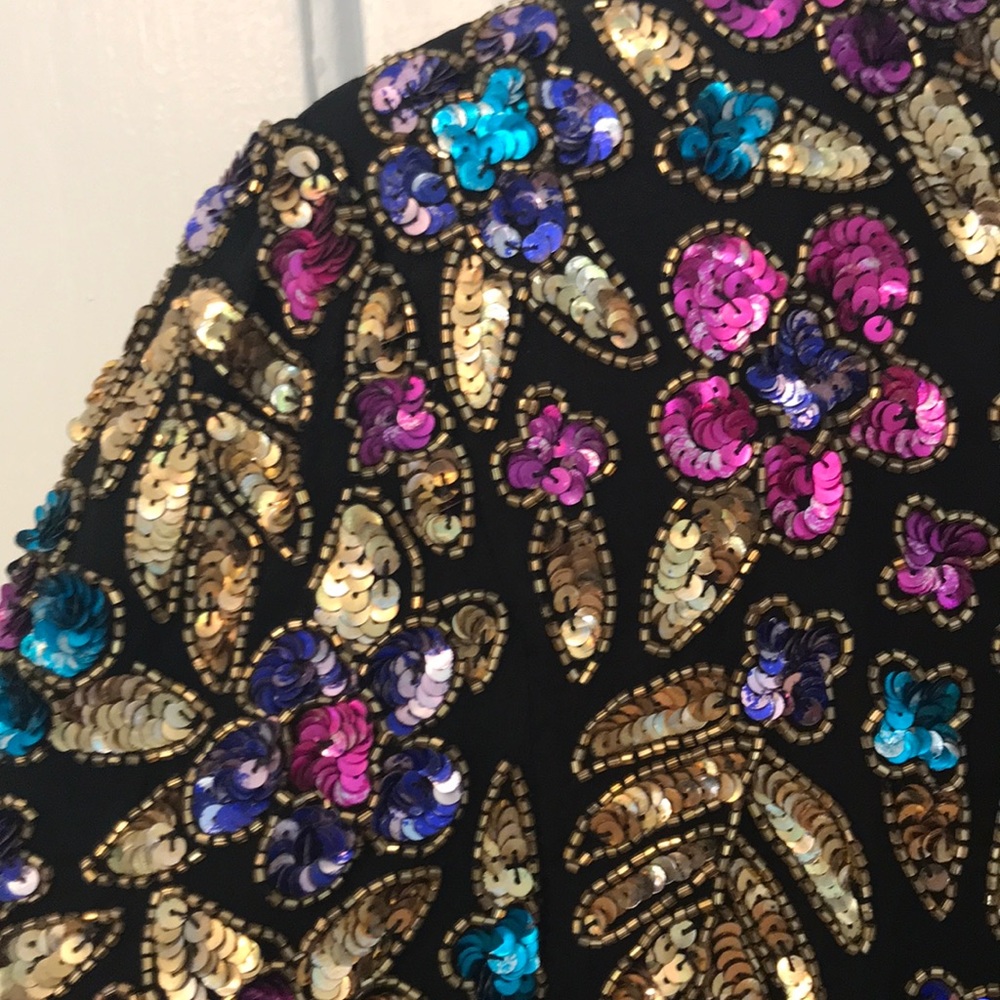 In Paris Sequin Flower Mini Dress Black